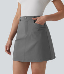 High Waisted A Line Mini Golf Skirt with Pockets-Longer Length