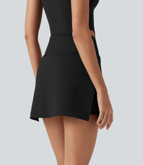 High Waisted Tummy Control 2-in-1 Mini Casual Skirt with Pockets