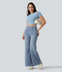 Halara Flex™ Curvy High Waisted Tummy Control Wide Leg Casual Jeans with Pockets
