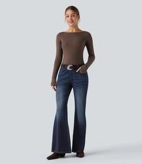 Halara Flex™ Low Rise Flare Washed Casual Jeans with Pockets