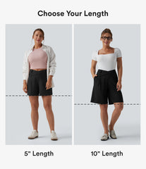 Asymmetric Mid Rise Waffle Work Bermuda Shorts 10'' with Pockets
