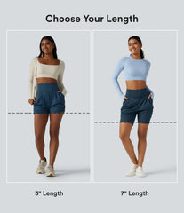 SoftlyZero™ Airy High Waisted Ruched InstantCool Yoga Shorts 7'' with Pockets