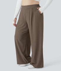 Halara Flex™ High Waisted Body Sculpt Waist-Slimming Pocket Wide Leg Micro Waffle Plus Size Work Pants