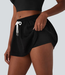 Low Rise Drawstring 2-in-1 A-line Mini Casual Skirt