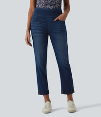 Halara Flex™ High Waisted Tummy Control Rolled Hem Casual Jeans with Pockets