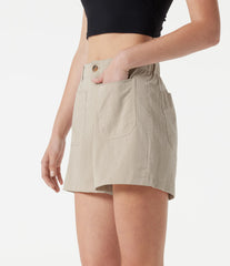 High Waisted Casual Linen-Feel Shorts 3'' with Pockets
