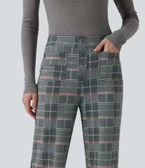 Halara Flex™ High Waisted Straight Leg Plaid Work Pants with Pockets