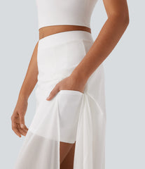 Mid Rise 2-in-1 Maxi Dance Skirt with Pocket