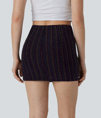 High Waisted 2-in-1 Pocket Sparkle Bodycon Mini Casual Skirt