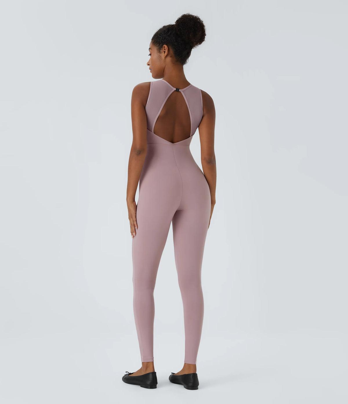 Round Neck Sleeveless Contrast Mesh Dance Jumpsuit