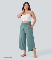 Breezeful™ High Waisted Crossover Pocket Quick Dry Plus Size Pants