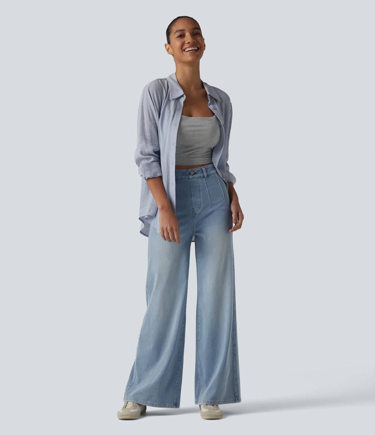 Halara Flex™ High Waisted Tummy Control Wide Leg Casual Jeans with Pockets