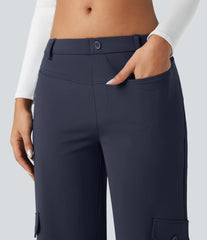 SoftlyZero™ Plush Thermal Mid Rise Work Straight-leg Pants with Pockets