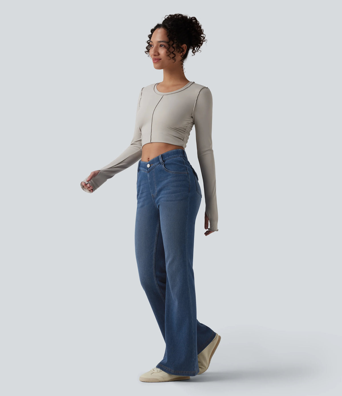 Halara Flex™ V-Shaped High Waisted Casual Flare Jeans with Pockets