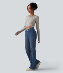 Halara Flex™ V-Shaped High Waisted Casual Flare Jeans with Pockets
