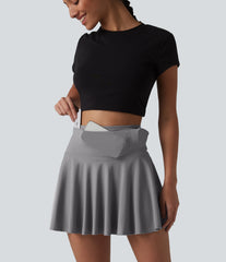 SoftlyZero™ Airy High Waisted 2-in-1 InstantCool Flare Mini Tennis Skirt with Pockets-UPF50+