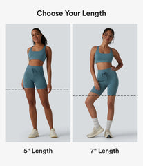 Halara UltraSculpt™ Heathered High Waisted Drawstring Quick Dry Yoga Biker Shorts 7'' with Pockets