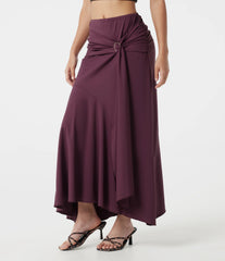 Mid Rise Ruched Mermaid Maxi Party Skirt