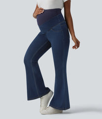 Halara Flex™ Super High Waisted Crossover Flare Casual Maternity Jeans with Pockets