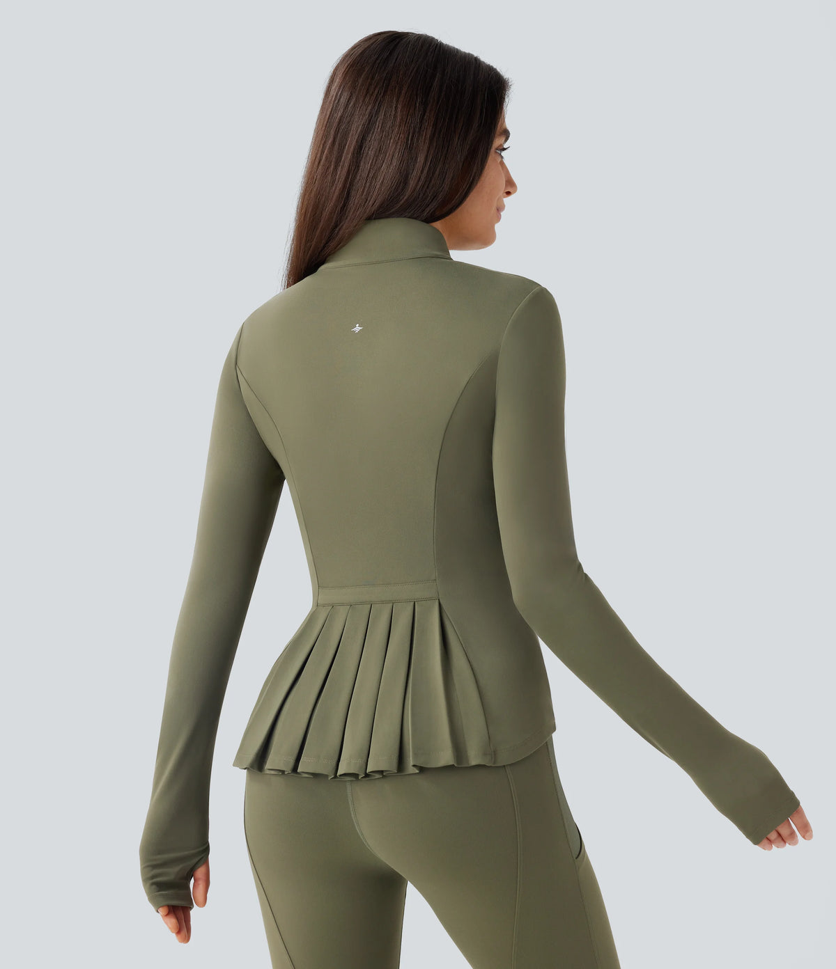 SoftlyZero™ Stand Collar Thumb Hole Pockets Pleated Zipper Slim Jacket-UPF50+