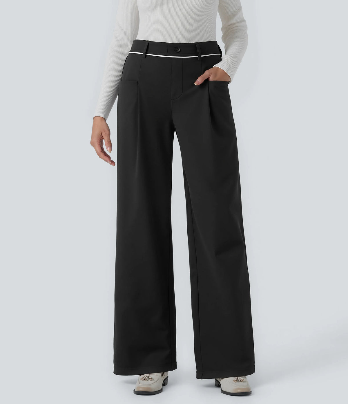 SoftlyZero™ Plush Thermal Mid Rise Straight Leg Work Pants with Pockets