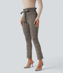 Halara Flex™ Paper Bag High Waisted Tie Houndstooth Plaid Work Skinny Pants with Pockets