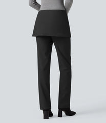 Halara Flex™ Mid Rise Straight Leg Work Skirted Pants with Pockets