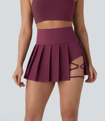 Breezeful™ High Waisted Pleated 2-in-1 Side & Pocket Asymmetric Hem Quick Dry Mini Dance Skirt