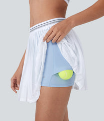 High Waisted Color Block 2-in-1 Pocket Cut Out Pleated InstantCool Quick Dry Mini Tennis Skirt