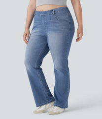 Plus Size Halara Flex™ High Waisted Washed Casual Bootcut Jeans with Pockets