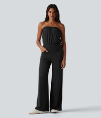 SoftlyZero™ QuickDry Tube Side Stripes Casual Jumpsuit with Pockets-Easy Peezy