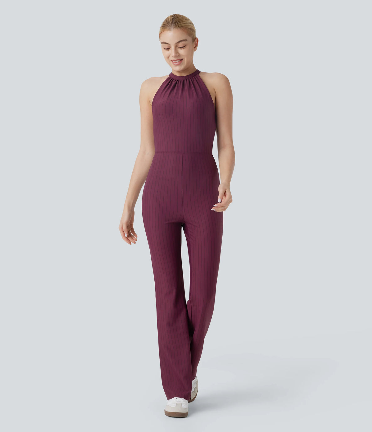 Halter Bootcut Stripe InstantCool Yoga Jumpsuit