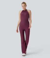 Halter Bootcut Stripe InstantCool Yoga Jumpsuit