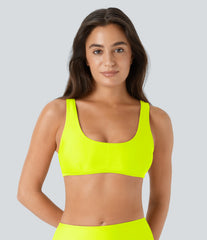 Solid U Neck Bikini Top Swimsuit