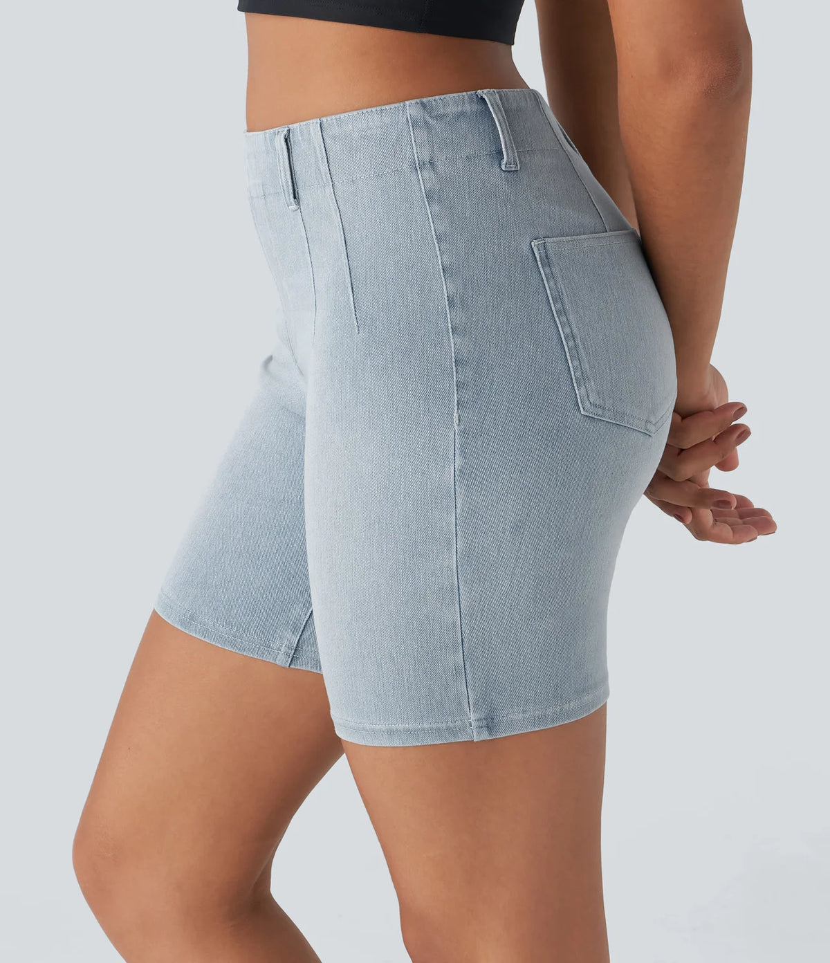 Halara Flex™ Mid Rise Pockets Skinny InstantCool Washed Denim Casual Shorts