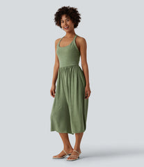 Wide Leg Capri Casual Jumpsuit with Pockets-Easy Peezy Edition