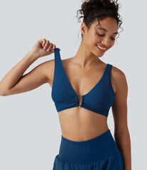 Deep V Neck Built-in Bra Bikini Top Swimsuit