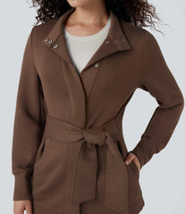 SpacerTek™ High-neck Long Sleeve Tie Work Coat with Pockets