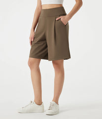 DayStretch High Waisted Work Baggy Bermuda Shorts 9'' with Pockets