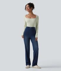 Halara Flex™ High Waisted Tummy Control Straight Leg Casual Jeans with Pockets