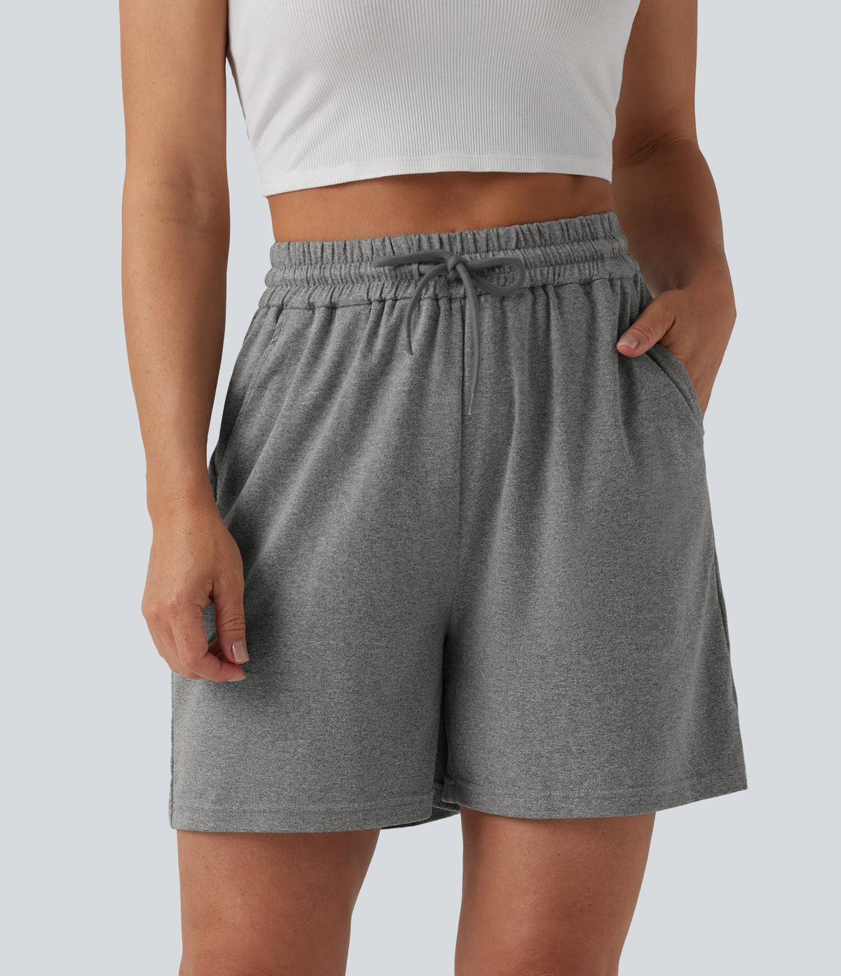High Waisted Drawstring Casual Baggy Shorts 5'' with Pockets