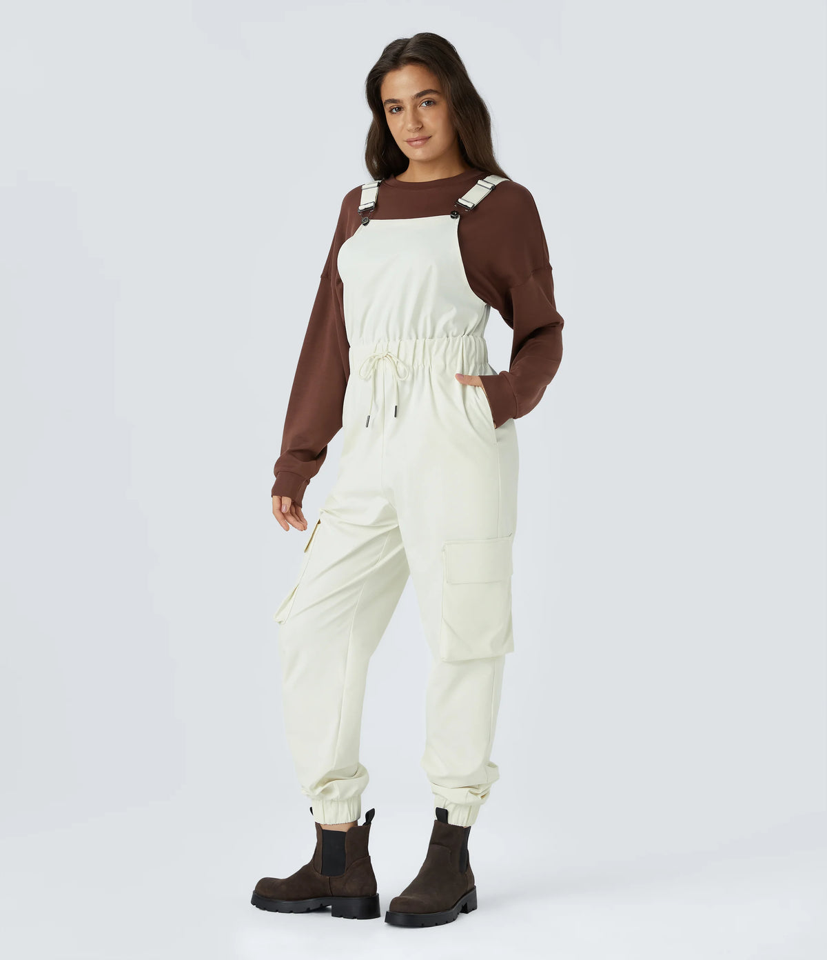 Water Repellent Wear-Resistant Drawstring Pockets Hiking Cargo Jogger Overalls