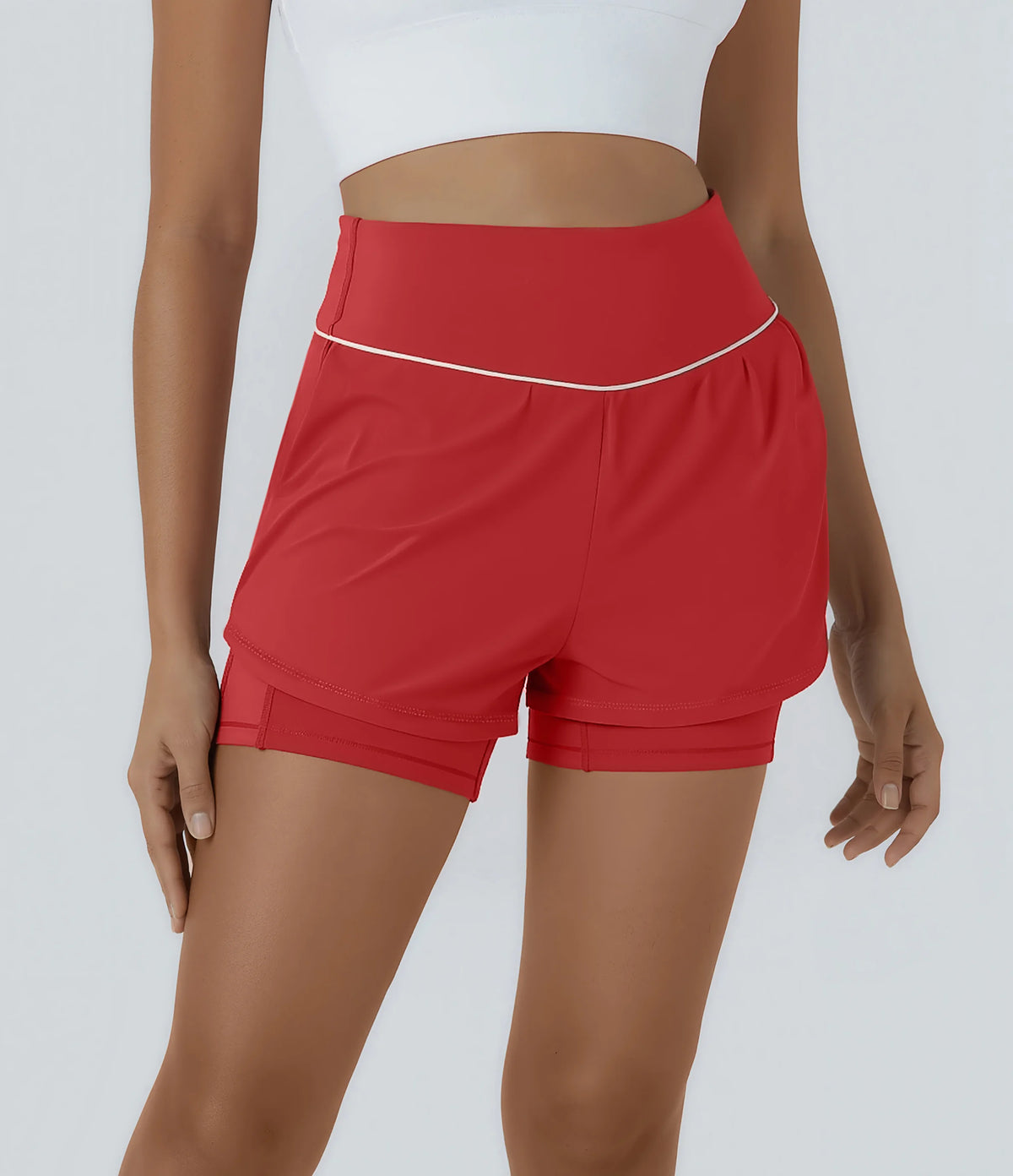 Breezeful™ Reflective Mid Rise Tummy Control 2-in-1 Quick Dry Running Shorts 5'' with Pockets