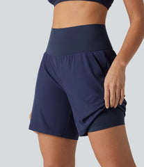 Breezeful™ High Waisted 2-in-1 Quick Dry Yoga Shorts 7'' with Pockets