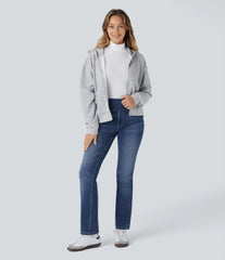 Halara Flex™ Denim Heat High Waisted Pockets Washed Casual Bootcut Jeans