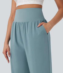 Breezeful™ High Waisted Tummy Control Hem Quick Dry Capri Pants with Pockets