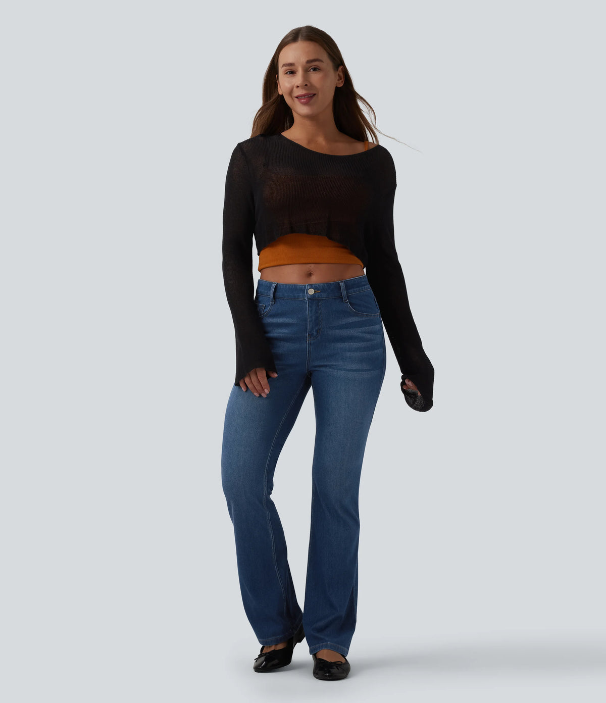 Halara Flex™ Low Rise Bootcut Draped Lyocell Casual Jeans with Pockets