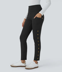 DayStretch High Waisted Decorative Pocket Skinny Ankle Length Casual Pants