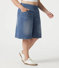 Halara Flex™ Denim Plus Size Crossover High Waisted Tummy Control Casual Baggy Shorts with Pockets