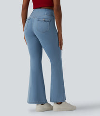 Halara Flex™ Crossover High Waisted Casual Flare Jeans with Pockets